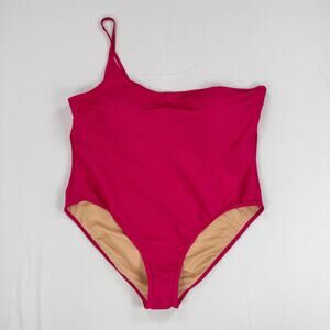 J Crew Textured One Shoulder One Piece Swimsuit Women's 22 Red Beach